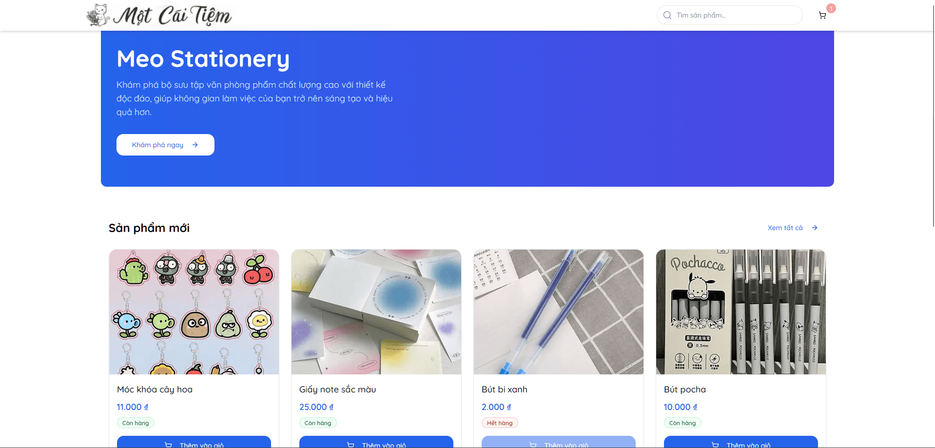 MeoStationery - E-Commerce Web App